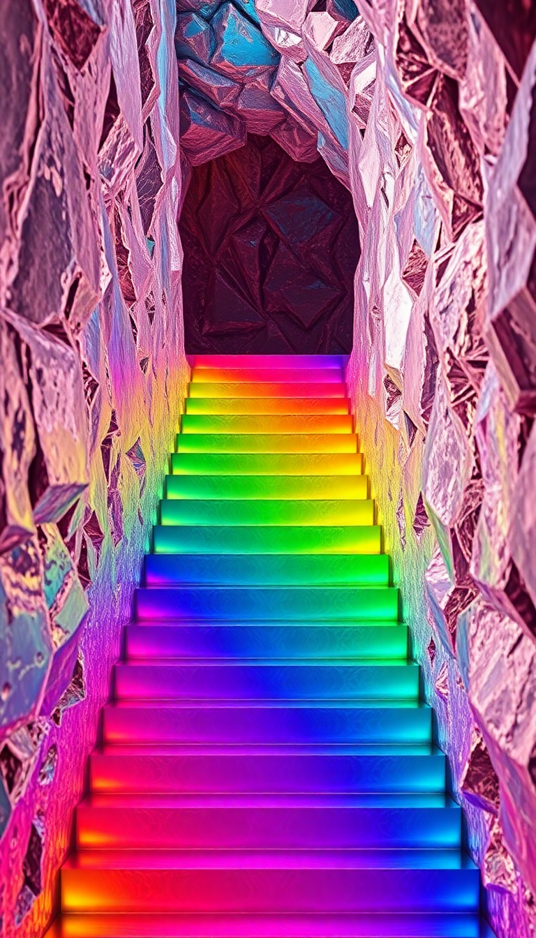 Misty Metallic Rainbow Formation Crystal Photorealistic Wallpaper