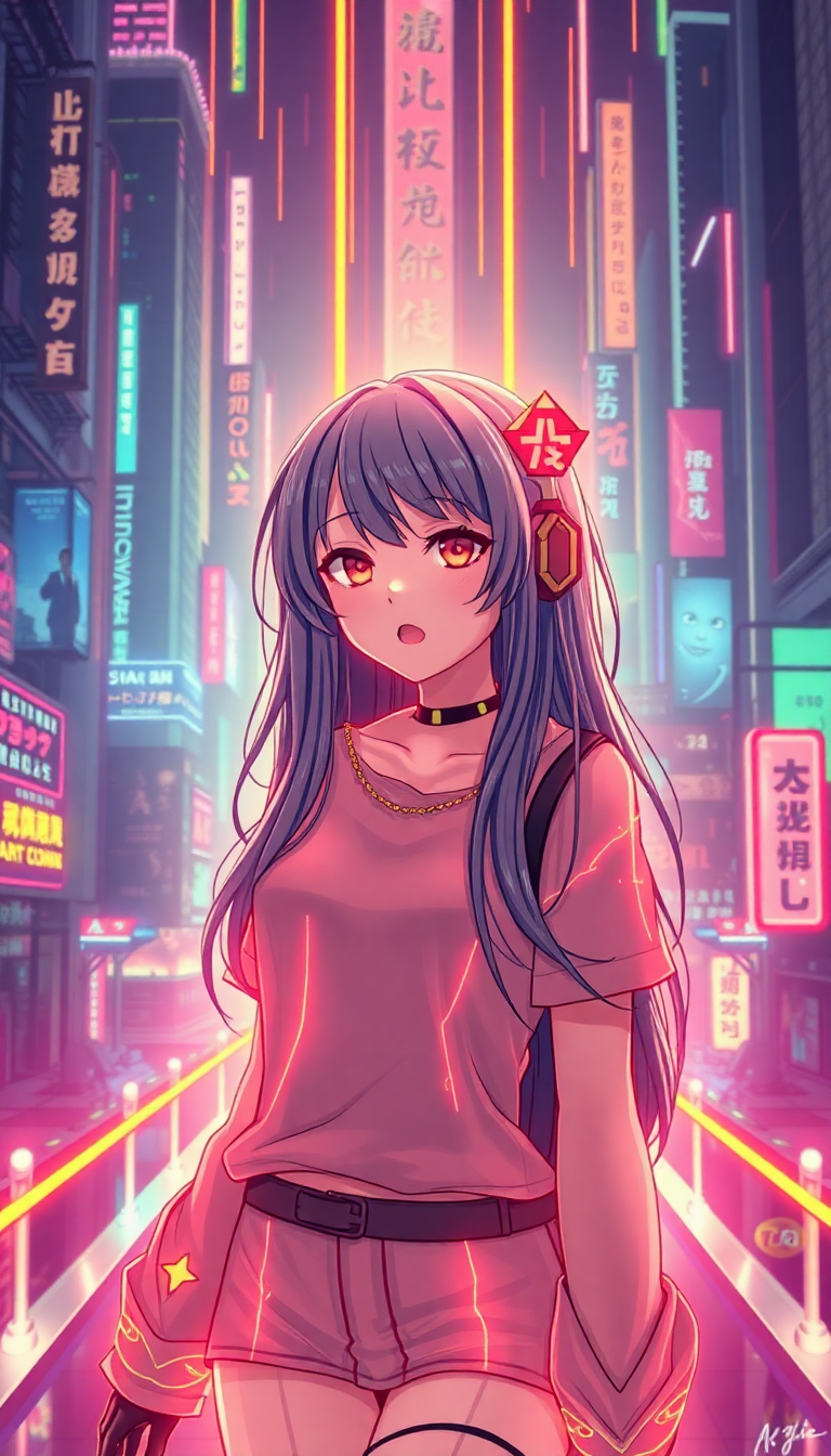 Crystal Breathtaking Cyberpunk Anime Girl Wallpaper