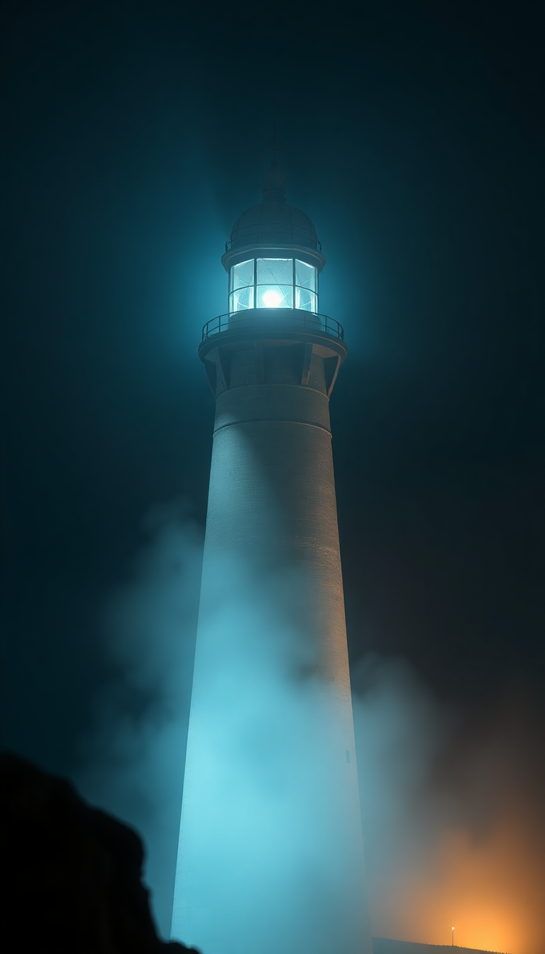 Arctic Beam Cutting Through Fog Night Wallpaper