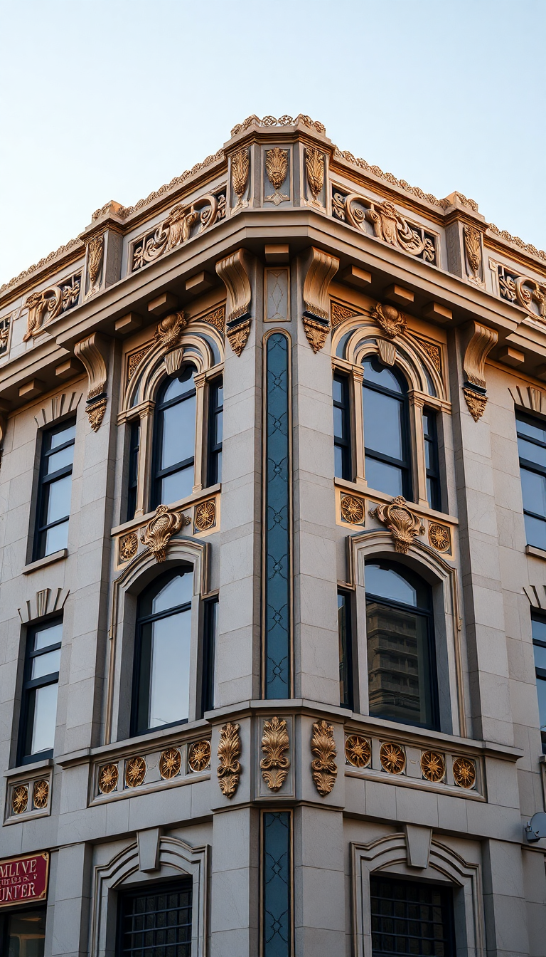 Art Deco Building Facade Geometric Golden Photorealistic New Wallpaper