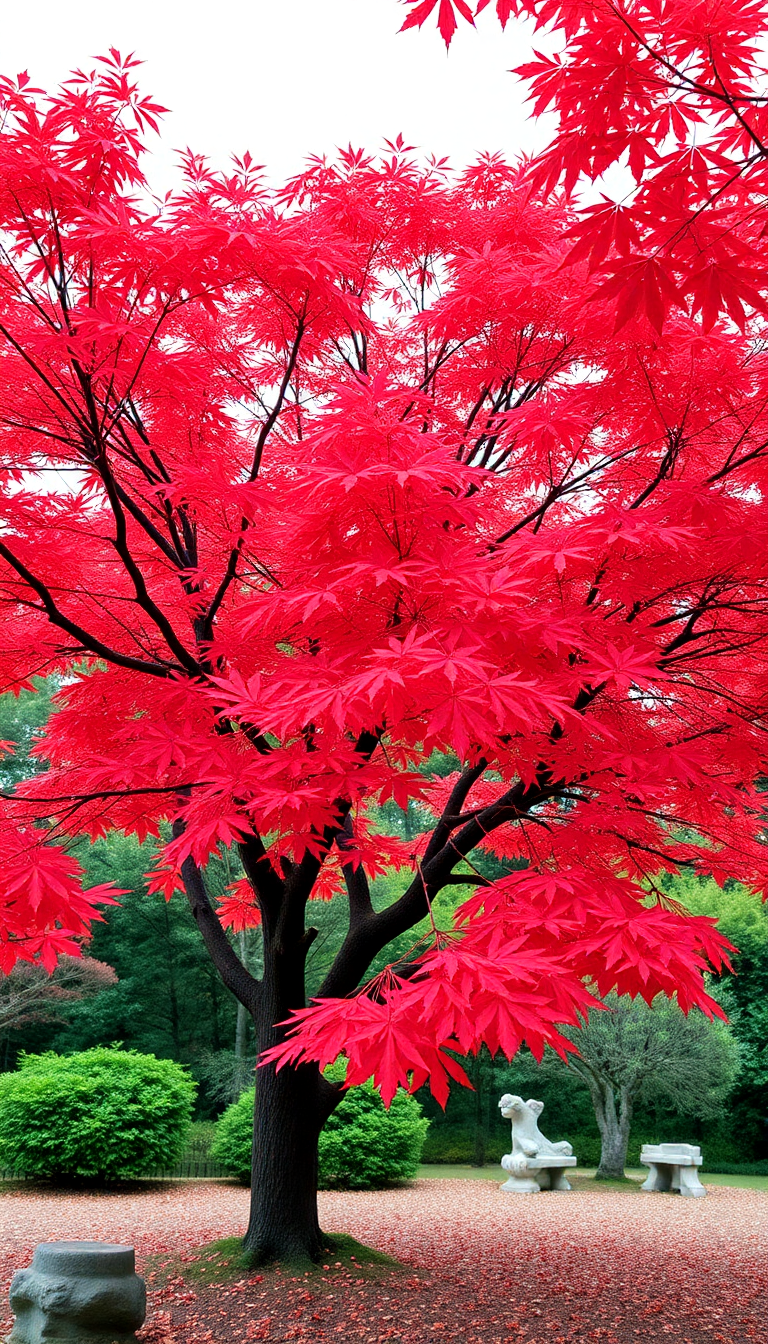 Spectacular Japanese Tree Red Zen Aesthetic Wallpaper