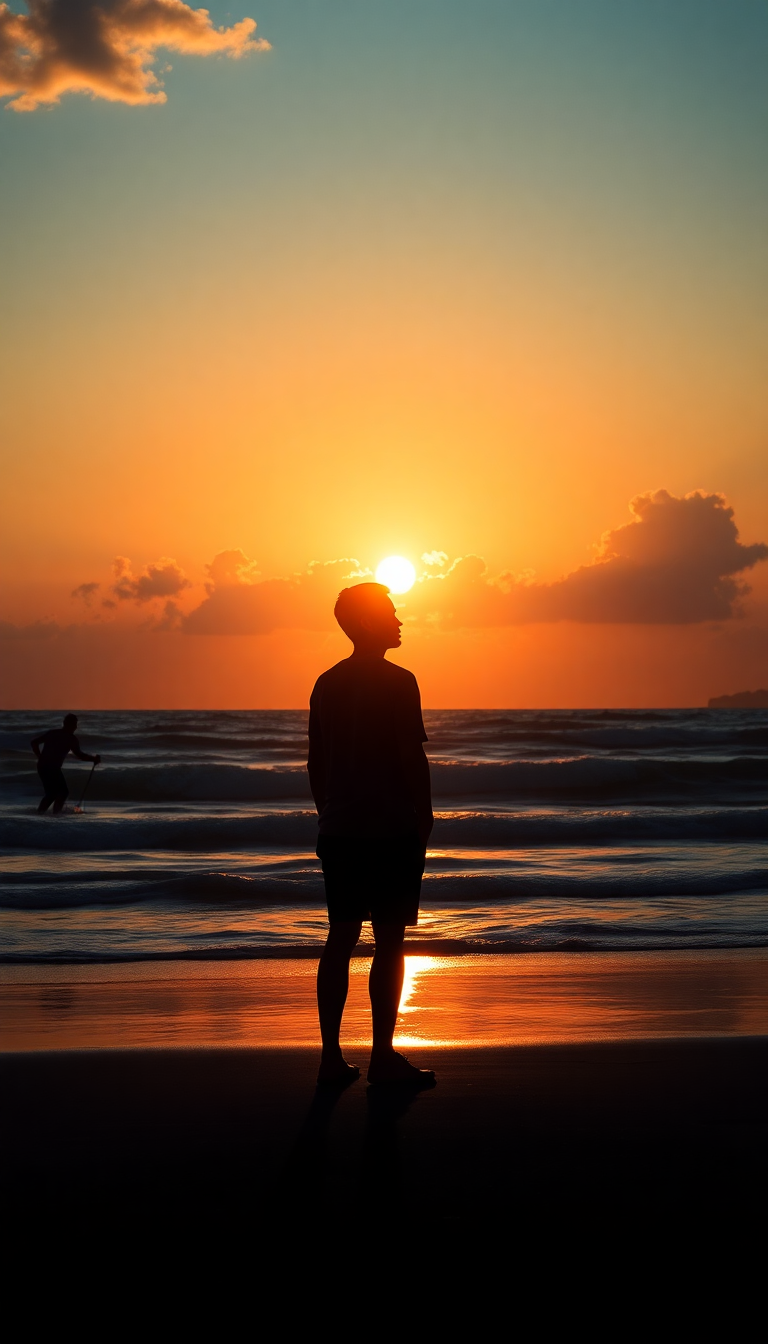 Eternal Silhouette Hour Golden Sunset Photorealistic Wallpaper