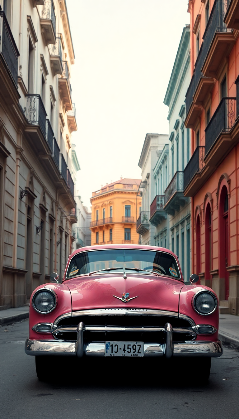 Urban Pastel Cars Classic Havana Photorealistic Wallpaper