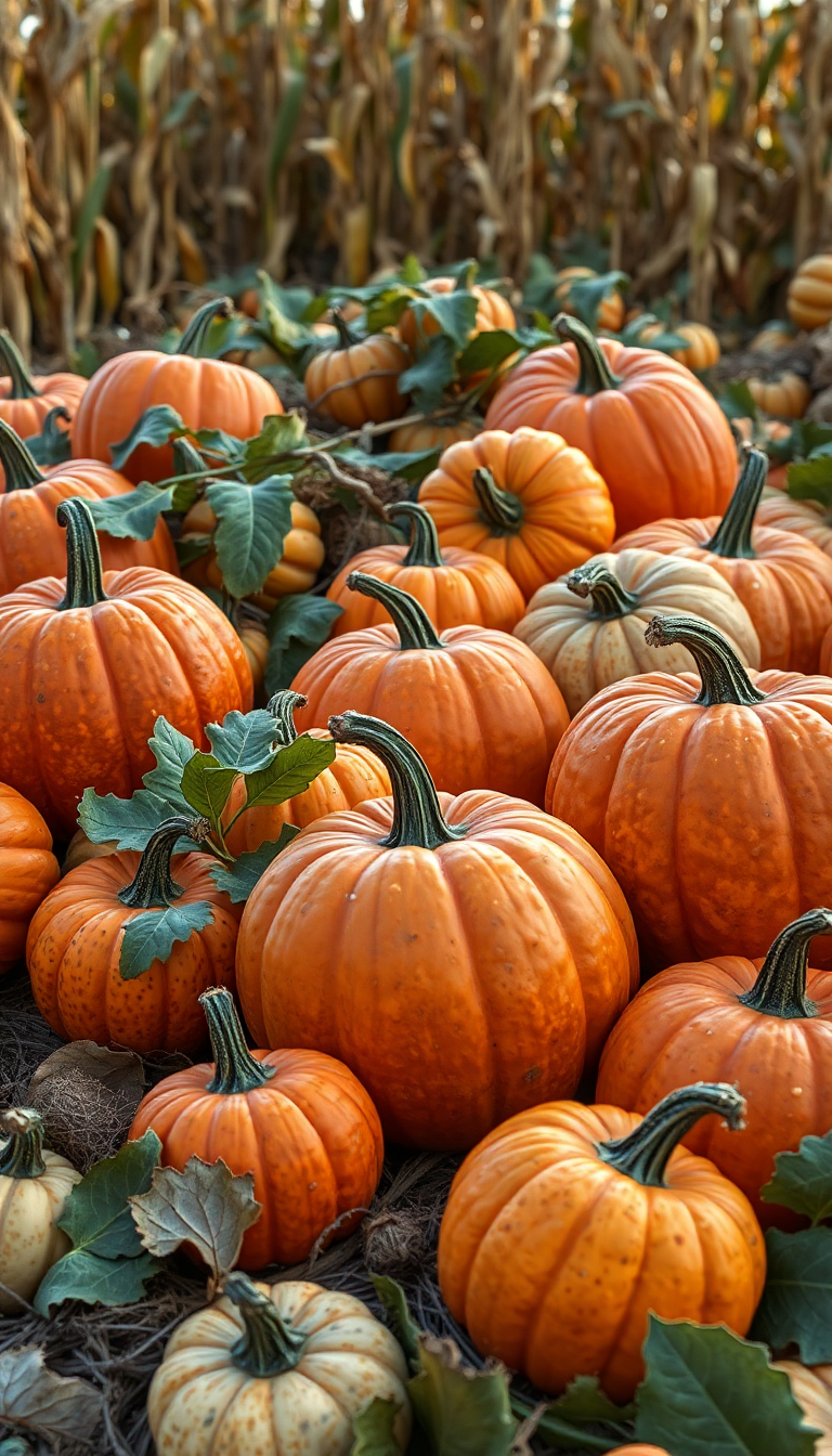Molten Autumn Pumpkins Farm Photorealistic Wallpaper