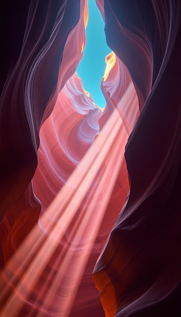 Organic Hitting Beam Light Canyon Photorealistic Wallpaper