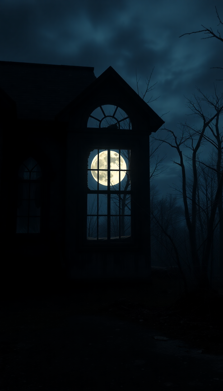 Lush Mansion Moonlight Through Broken Photorealistic Wallpaper