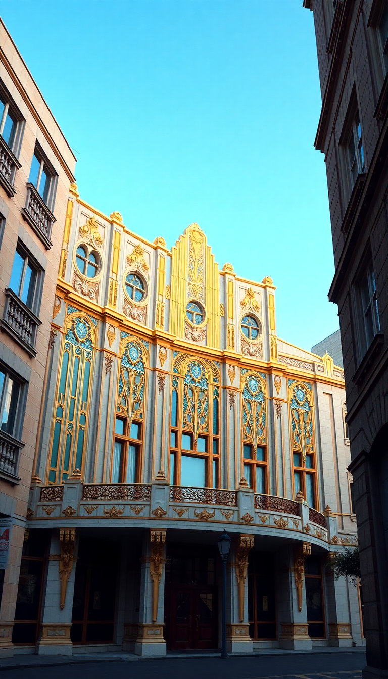 Celestial Geometric Facade Building Deco Photorealistic Wallpaper