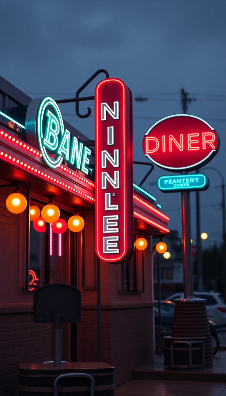 Desert Spectacular Retro Diner Neon Wallpaper
