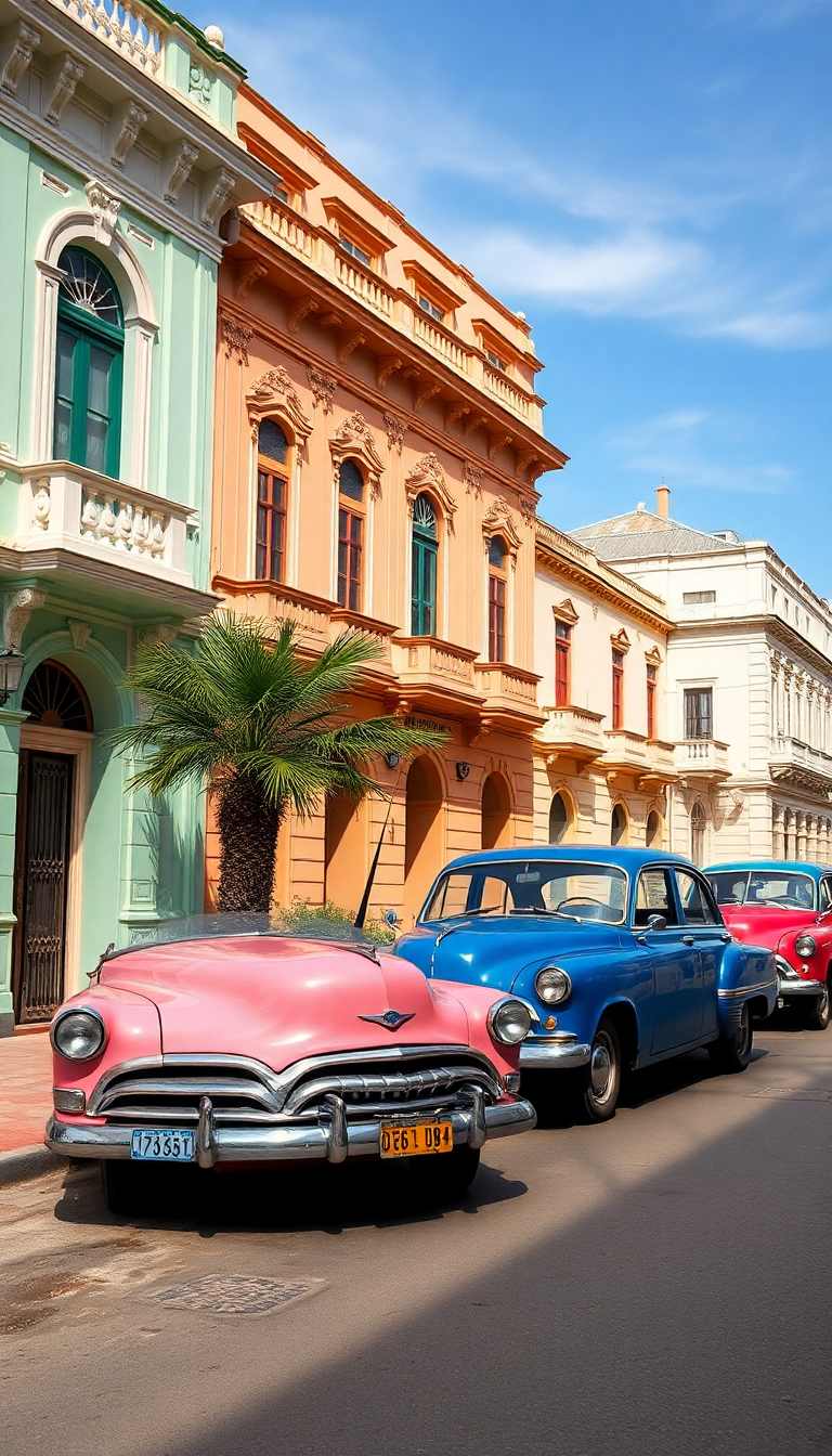 Misty Old Havana Classic Cars Pastel Wallpaper