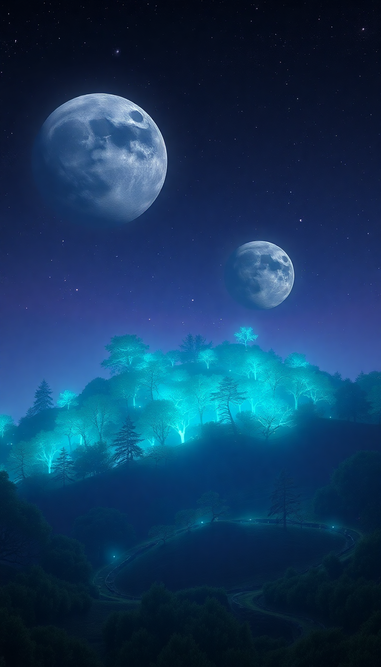 Dreamy Alien Forest On Distant Digital art Wallpaper