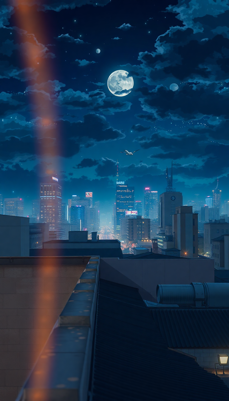Anime Alluring At Night City Wallpaper