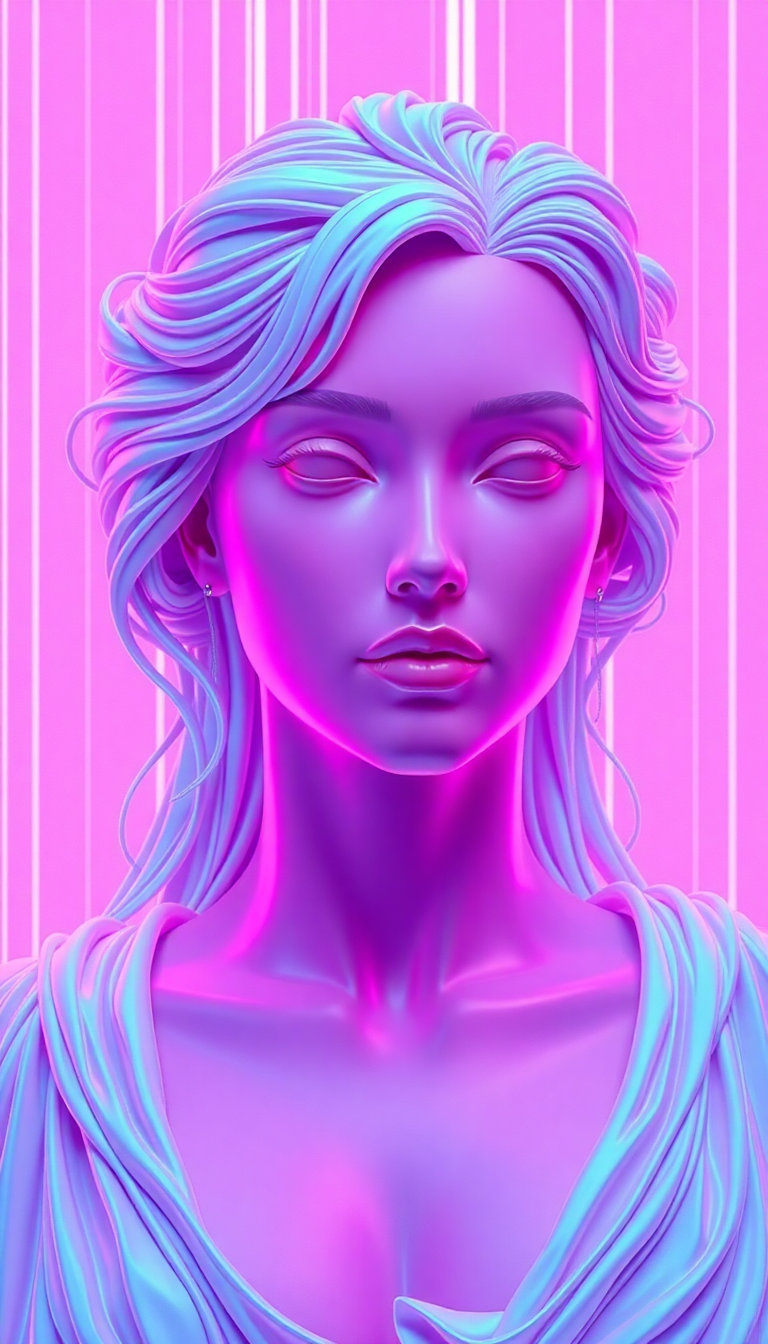Coastal Vaporwave Bust Aesthetic Blue Digital art Wallpaper
