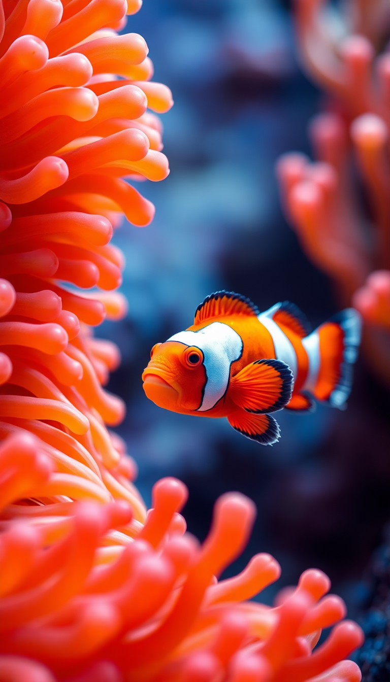 Anemone And Clownfish Modern HD Wallpaper