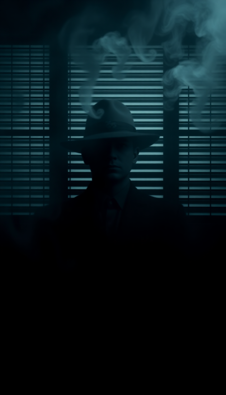 Dark Whimsical Noir Detective Office Wallpaper
