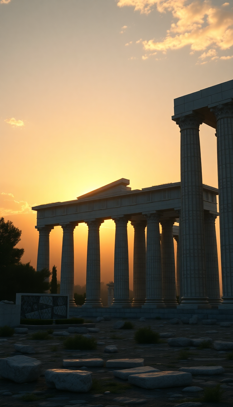 Pristine Silky Ancient Greek Temple Wallpaper