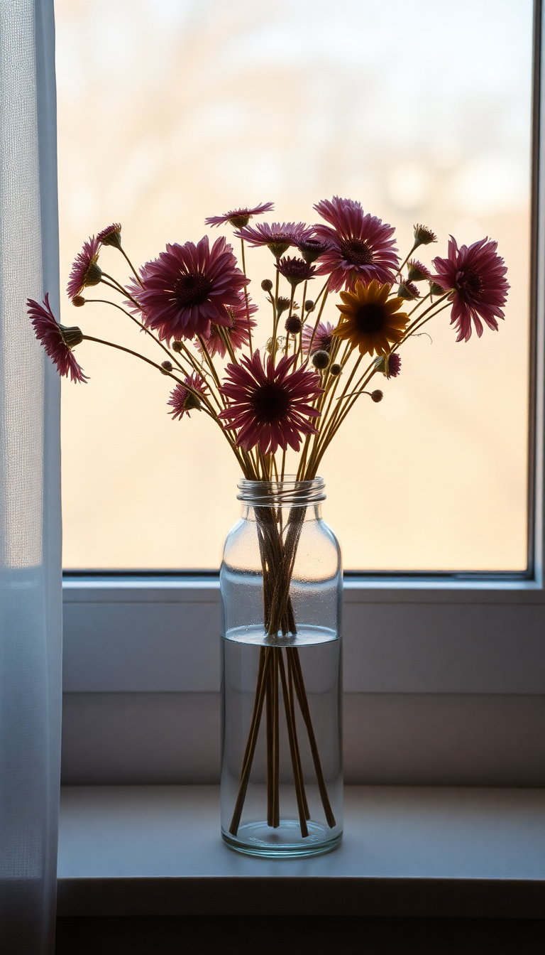 Dried Flowers Glass Vase Window Light Aesthetic HD Wallpaper