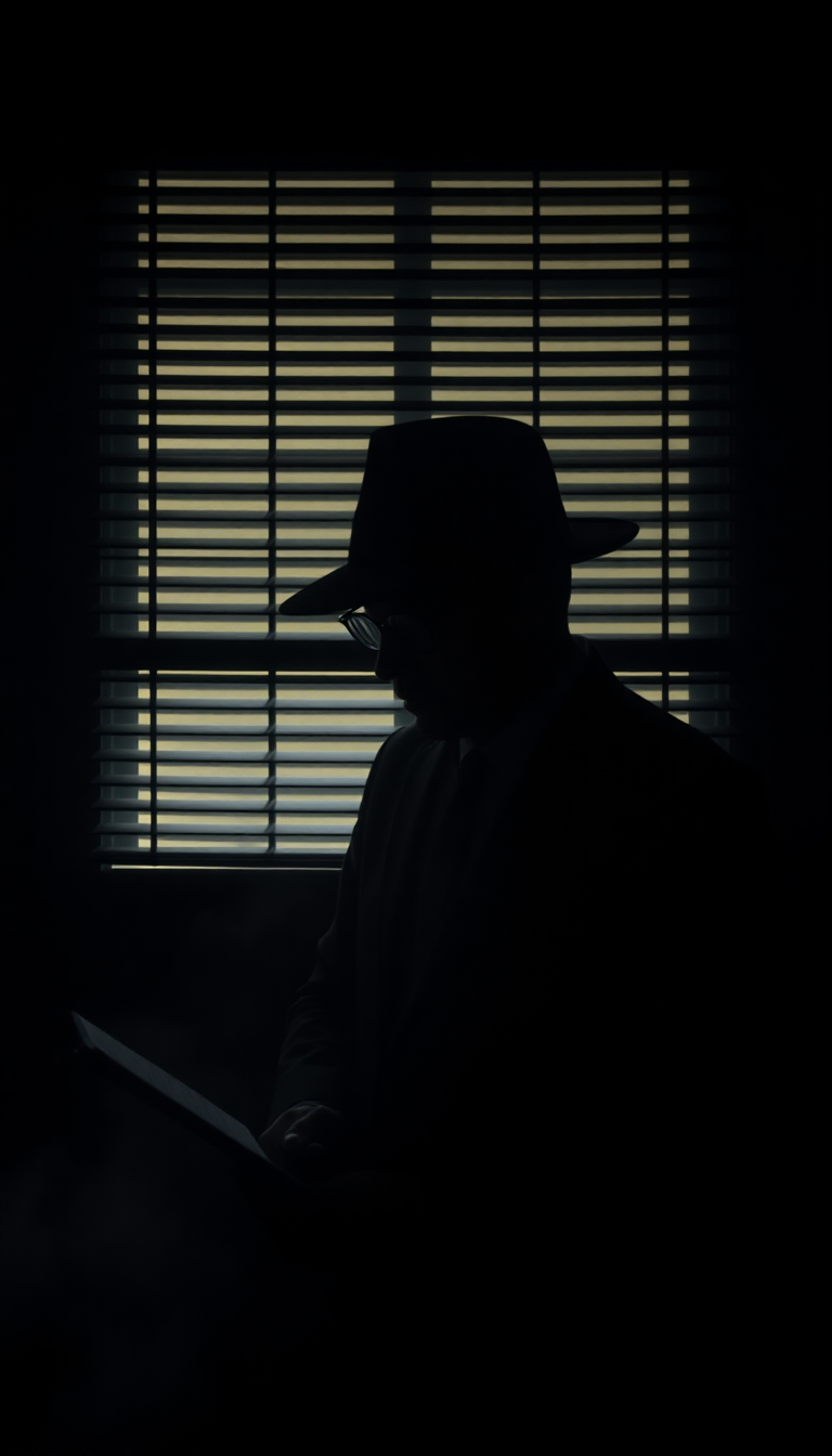 Sacred Shadows Blinds Office Detective Aesthetic Wallpaper