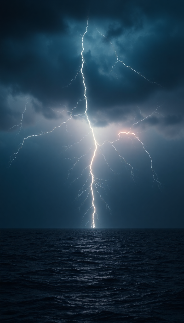 Sacred Storm Over Dark Ocean Photorealistic Wallpaper