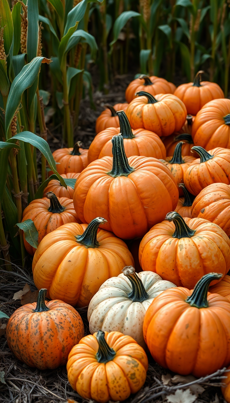 Stunning Monochrome Autumn Harvest Pumpkins Wallpaper