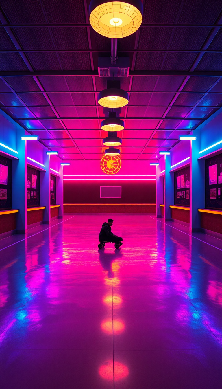 Ethereal Skating Rink 80s Neon Disco Wallpaper