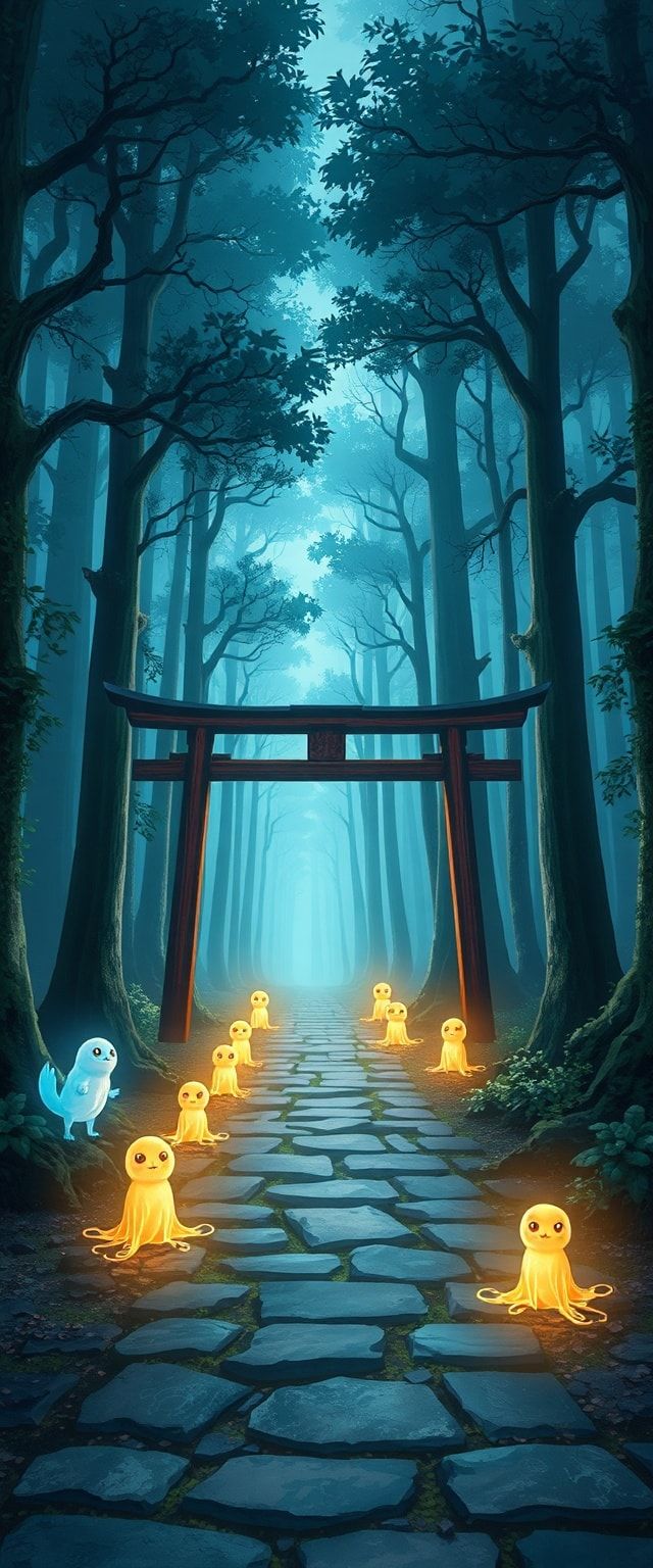 Infinite Spirit Glowing Torii Path Anime Wallpaper