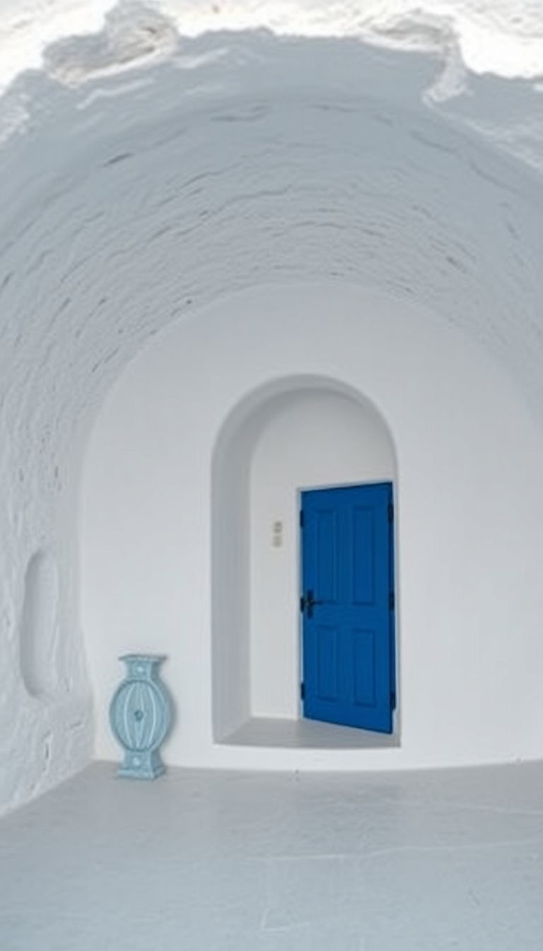 White Walls Blue Door Aesthetic Ultra Wallpaper