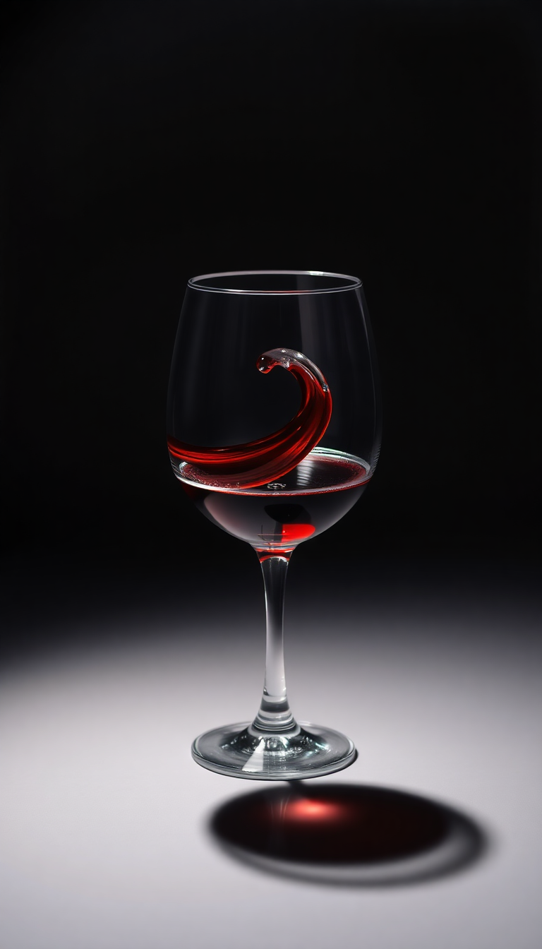 Wine Glass Swirl Burgundy Liquid Dramatic Photorealistic Edition Wallpaper