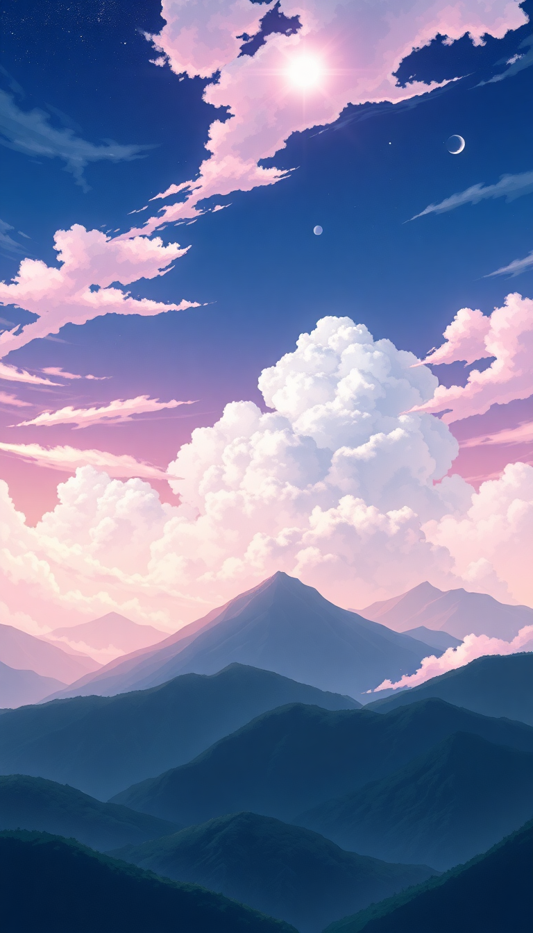 Holographic Sea Above Mountains Anime Anime Wallpaper
