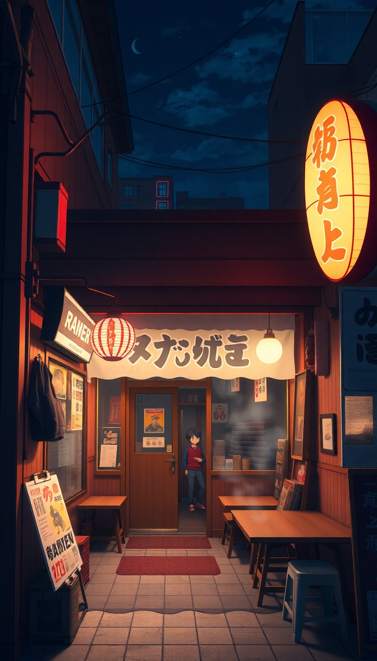 Pristine Shop Night Steam Warm Lighting Wallpaper