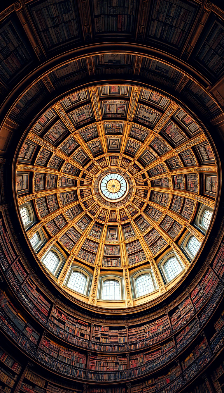Enchanting Old Ceiling Dome Spiral Photorealistic Wallpaper