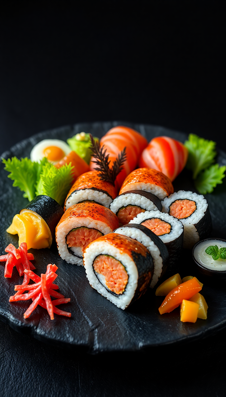 Matte Silky Fresh Sushi Arrangement Wallpaper
