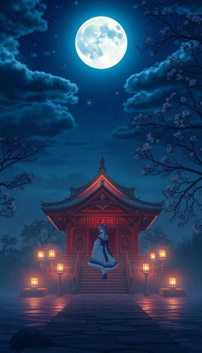Moonlit Shrine Maiden Anime Mystical Anime Elite Wallpaper