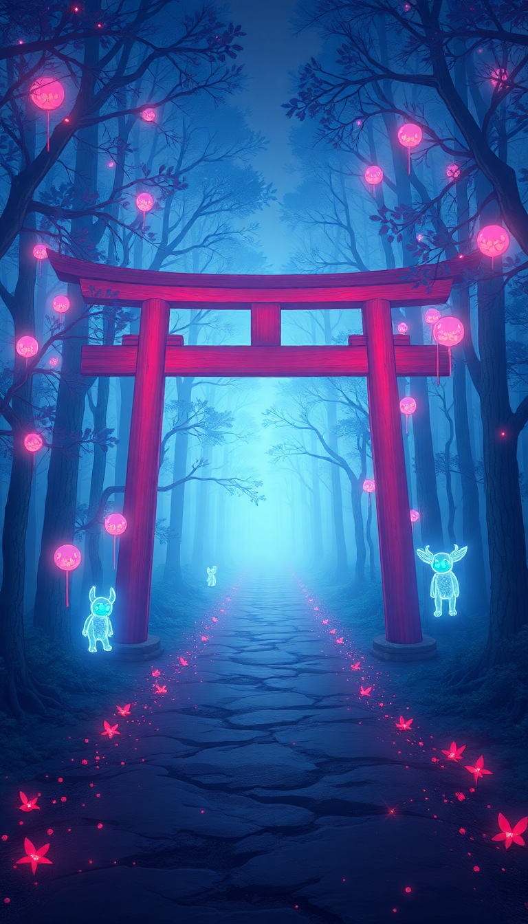 Anime Crystal Forest Glowing Creatures Wallpaper