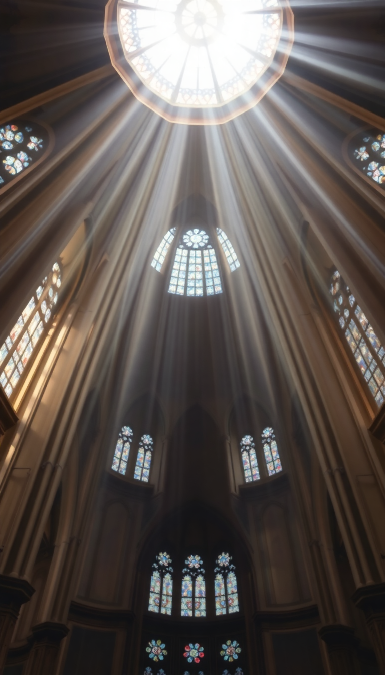 Ethereal Light Glass Stained Ceiling Photorealistic Wallpaper