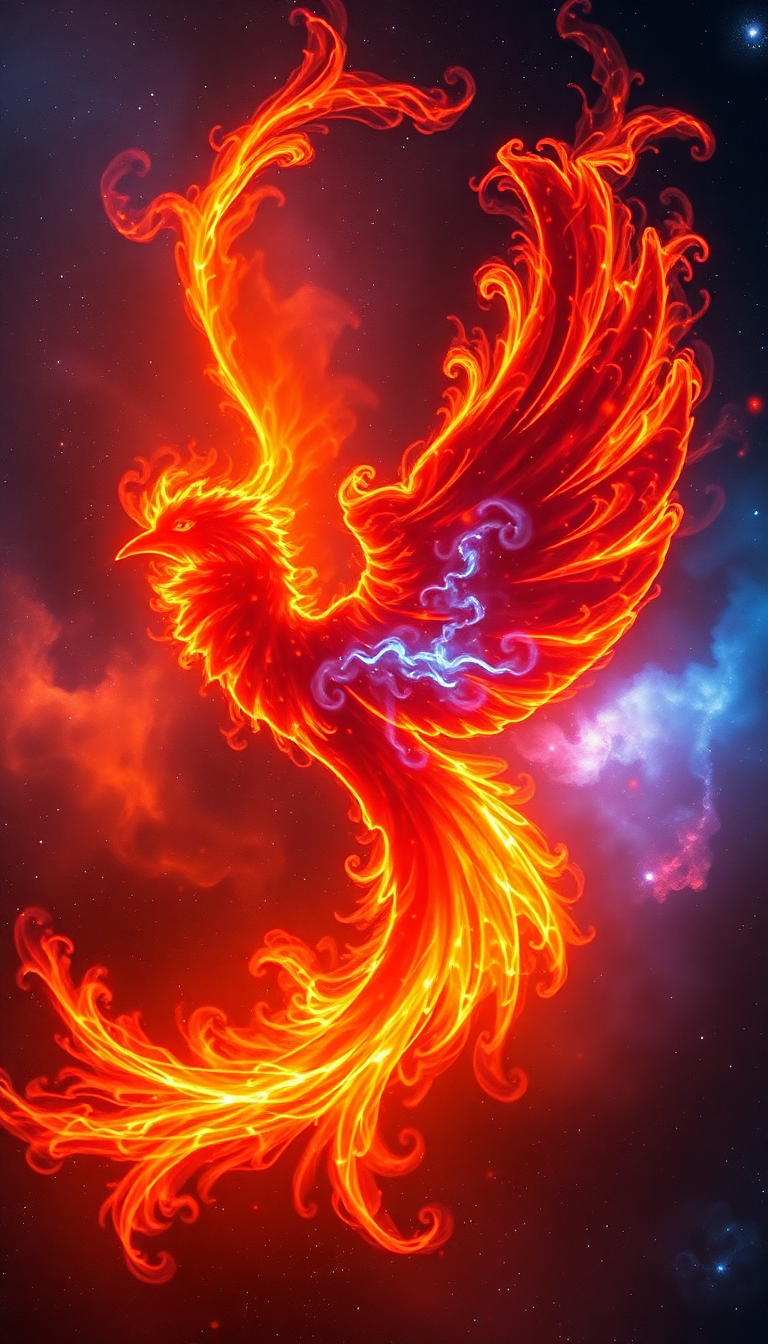 Pastel Nebula Like Bird Fire Digital art Wallpaper
