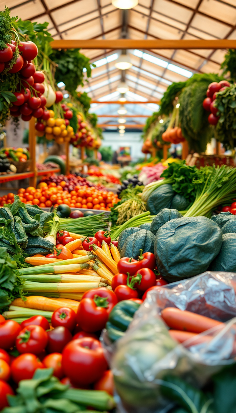 Timeless Vegetables Colorful Produce Market Photorealistic Wallpaper