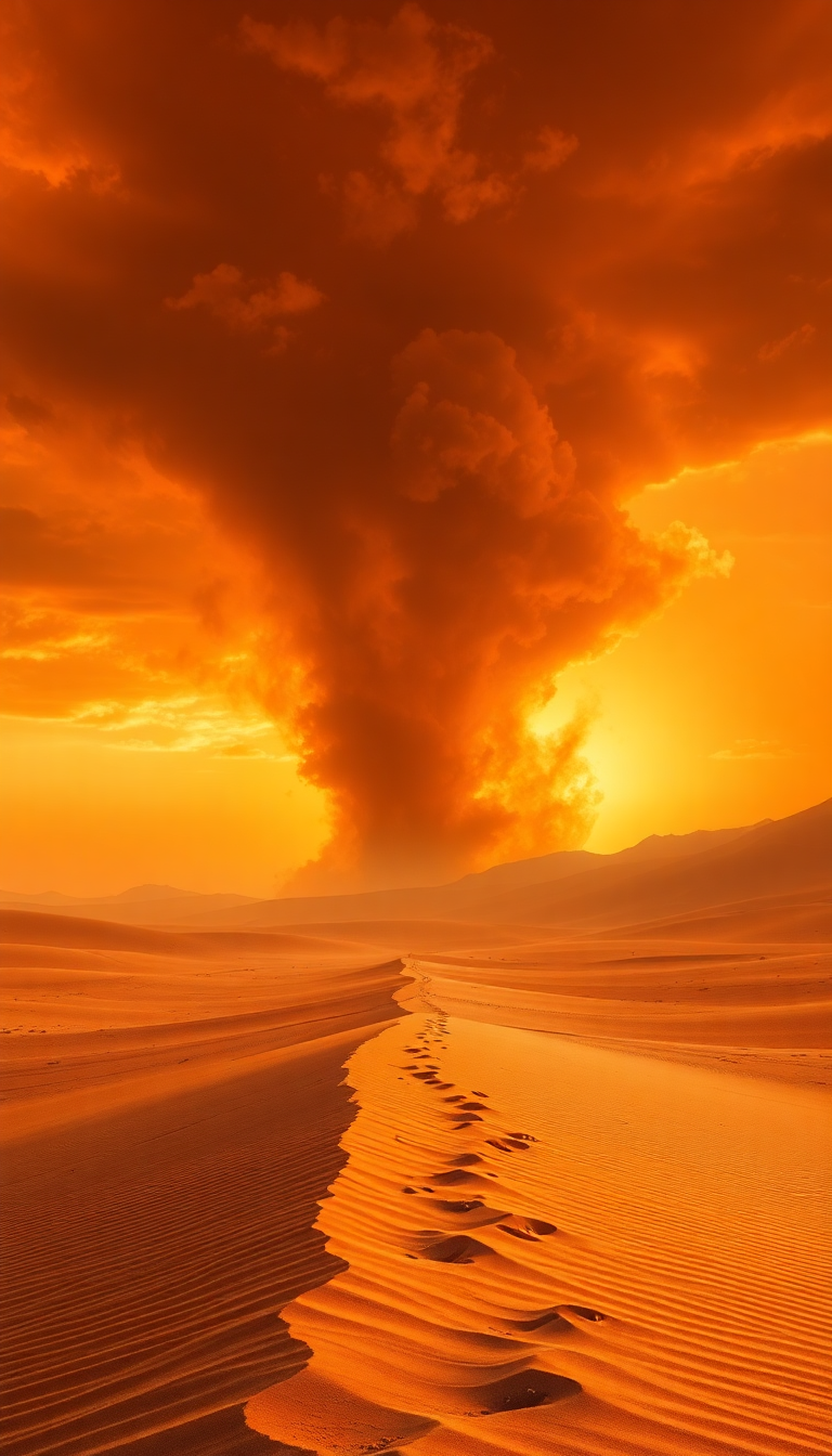 Nature Fierce Sandstorm Approaching Desert Wallpaper