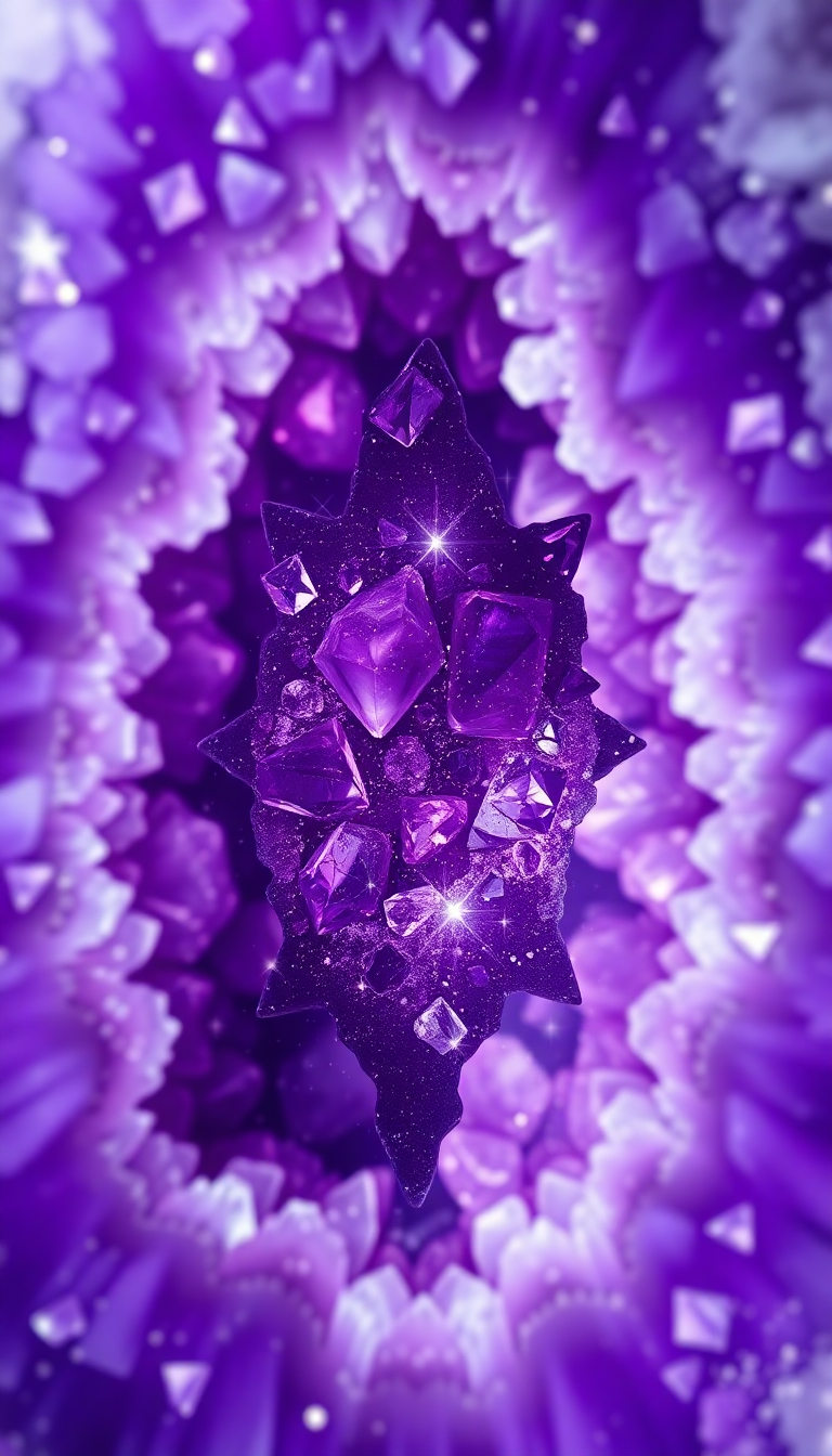 Photorealistic Crystal Crystal Interior Purple Wallpaper