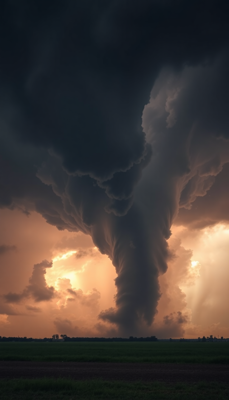Photorealistic Gorgeous Thunderstorm Dramatic Tornado Wallpaper