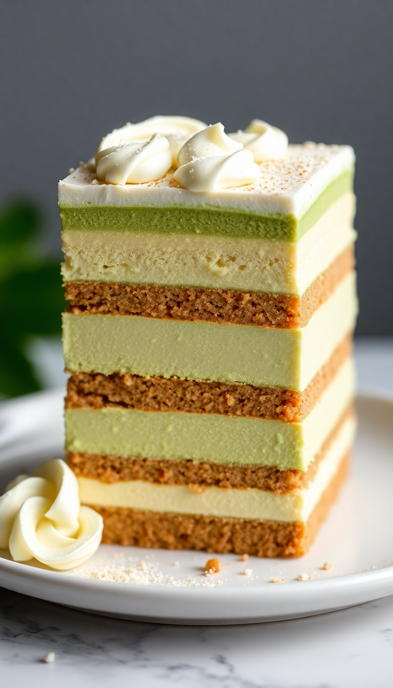 Vibrant Tiramisu Layers Green Tea Photorealistic Wallpaper