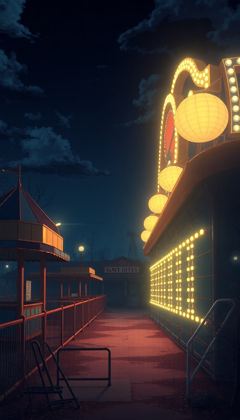 Abandoned Amusement Park Anime Eerie Nostalgic Anime Classic Wallpaper