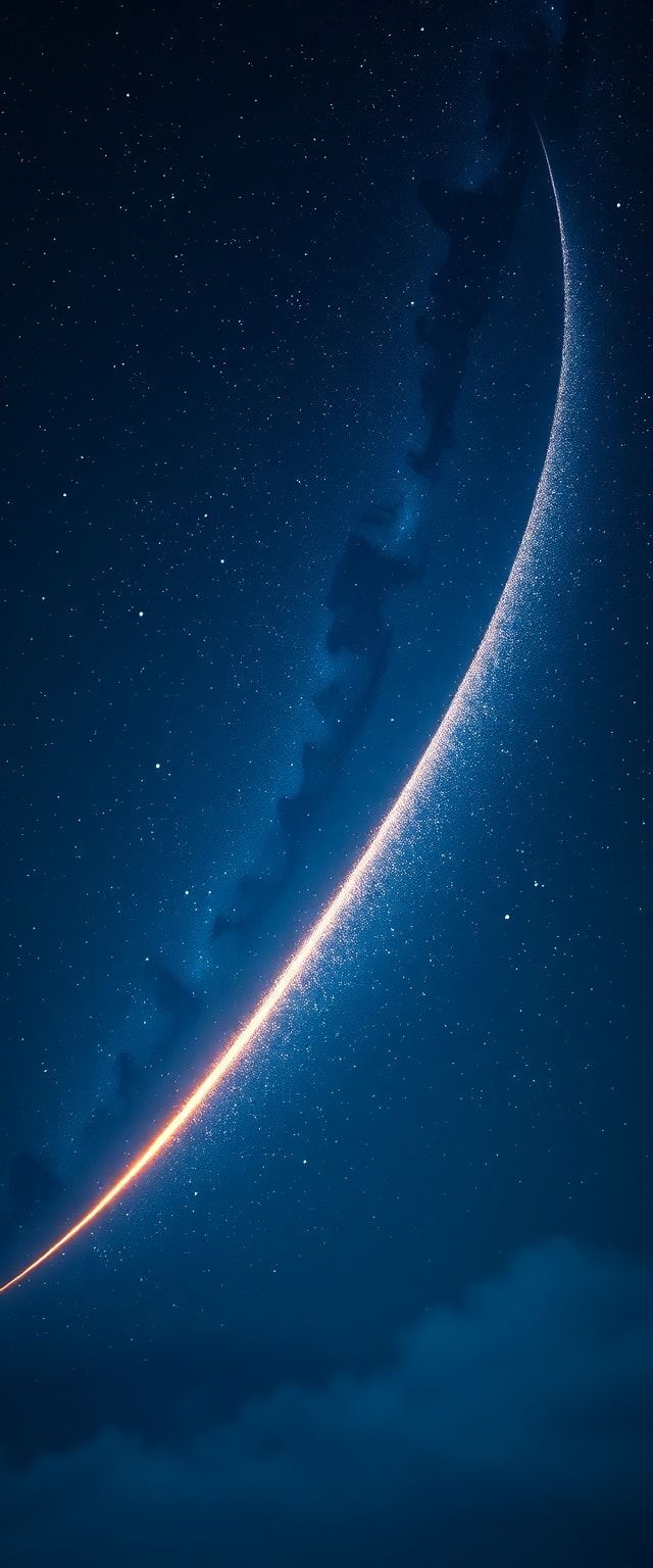 Comet Tail Streaming Across Night Photorealistic Wallpaper