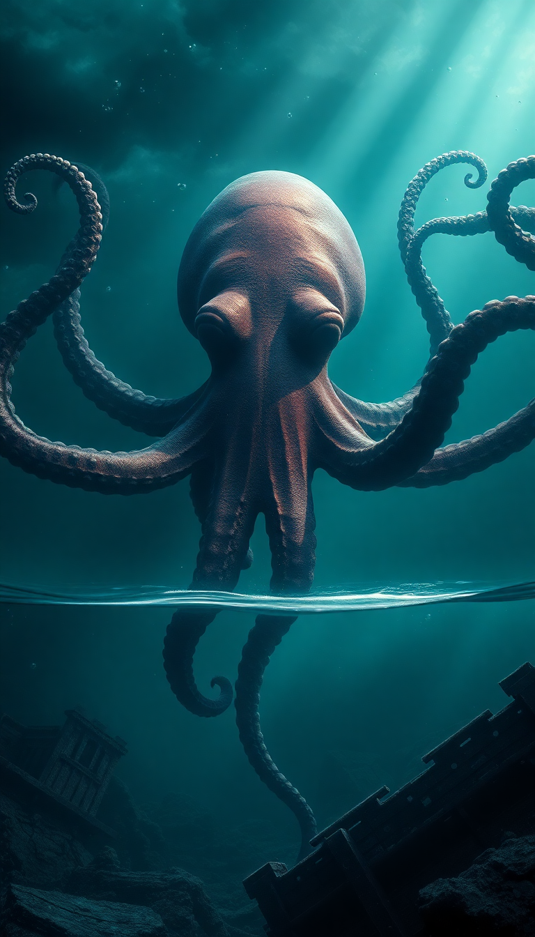 Digital art Rich Octopus Shipwreck Deep Wallpaper