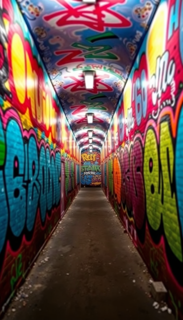 Minimalist Graffiti Tunnel Perspective Vanishing Point Wallpaper