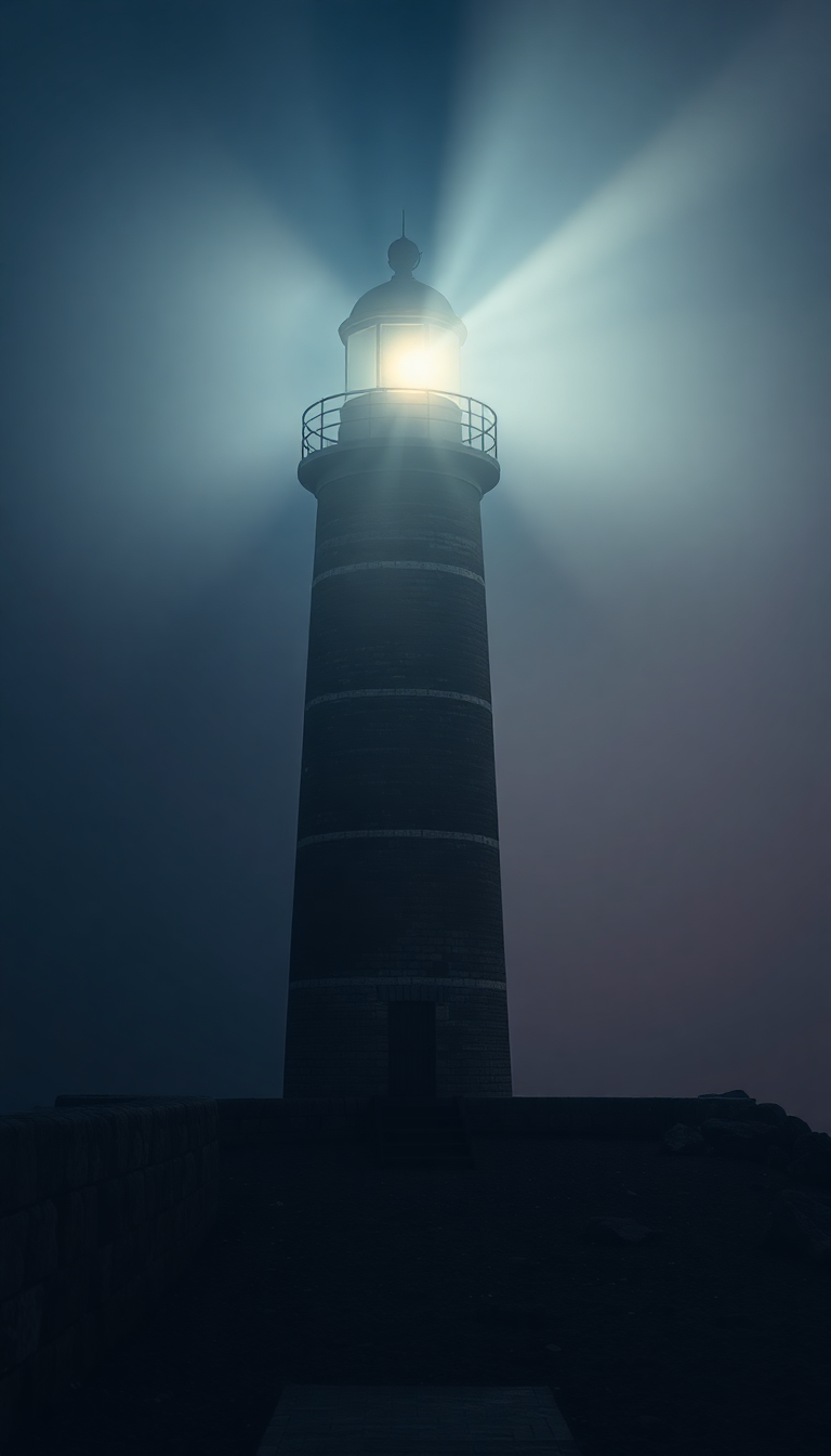 Photorealistic Brilliant Lighthouse Beam Cutting Wallpaper