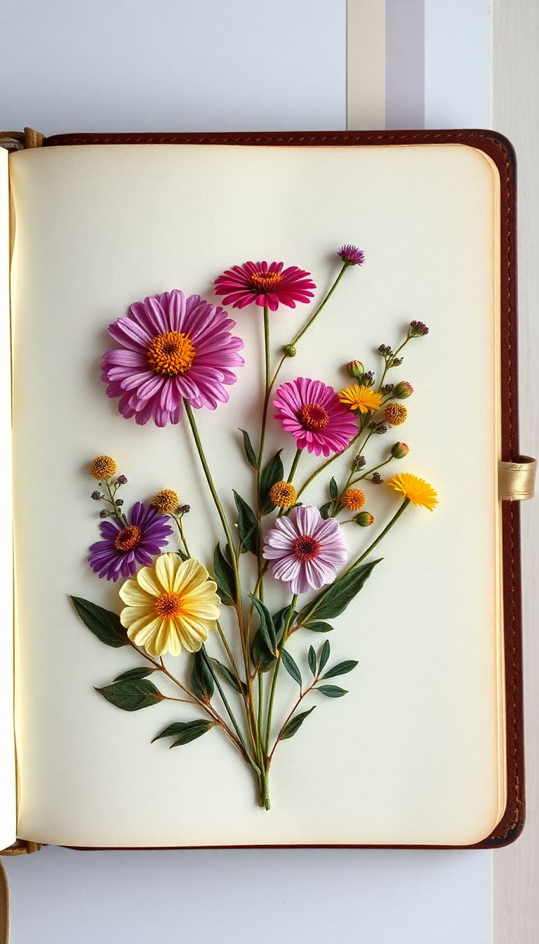 Surreal Vintage Journal In Flowers Aesthetic Wallpaper