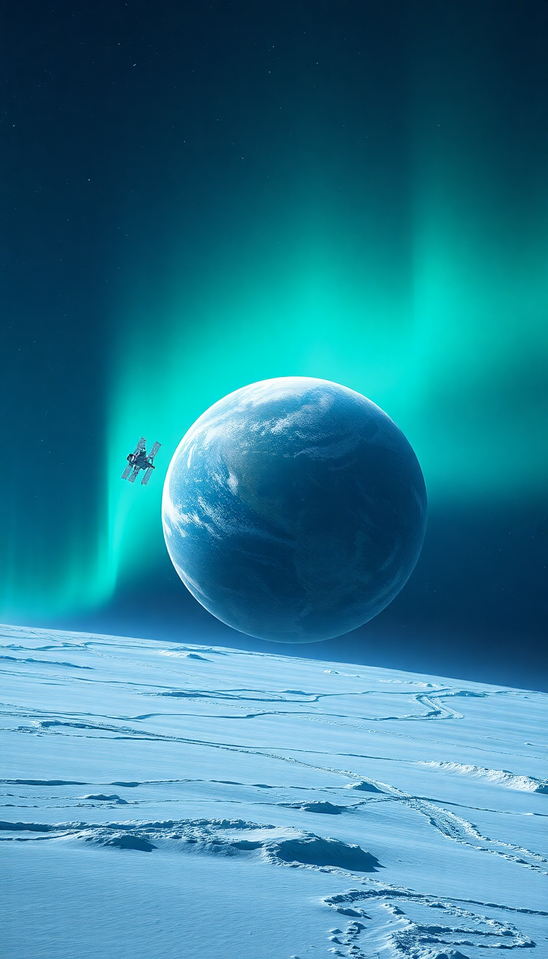 Holographic Lonely Orbiting Planet Photorealistic Wallpaper