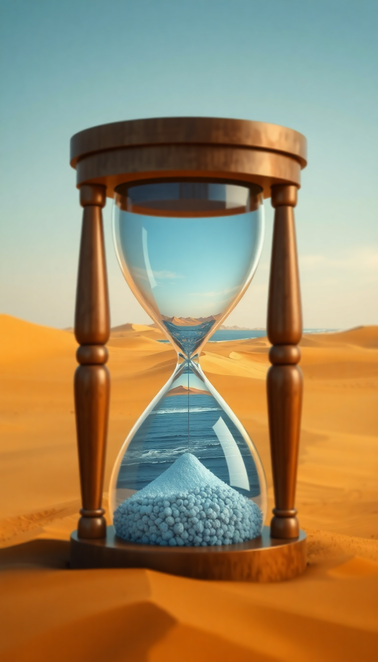 Oceanic Hourglass Ocean Desert Digital art Wallpaper