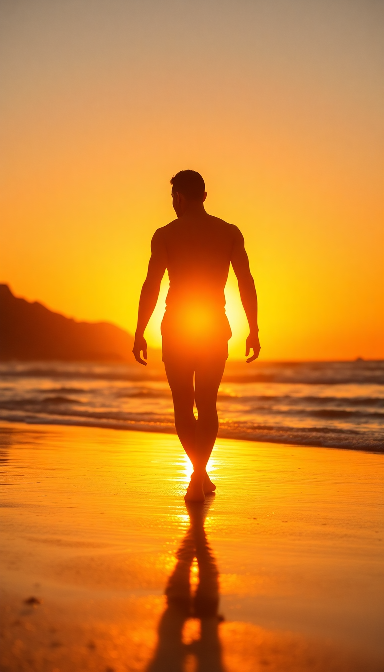 Premium Silhouette Hour Golden Sunset Photorealistic Wallpaper