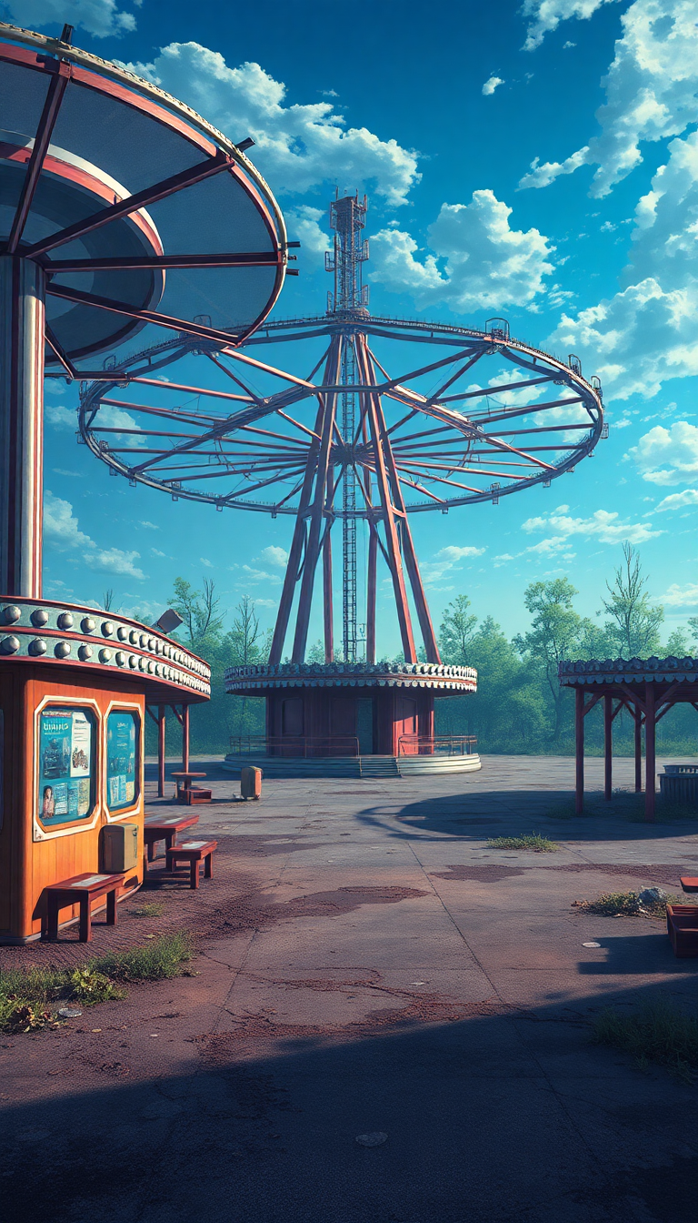 Soft Eerie Anime Park Amusement Anime Wallpaper